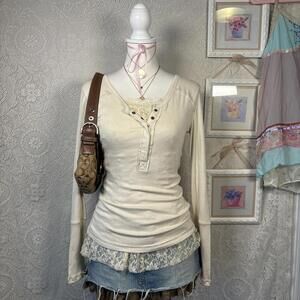 free people cozy fitted henley blouse top